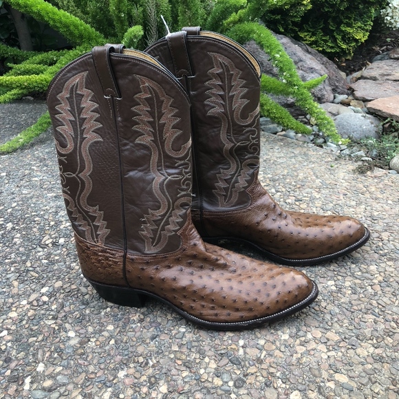 justin full quill ostrich roper boots cognac